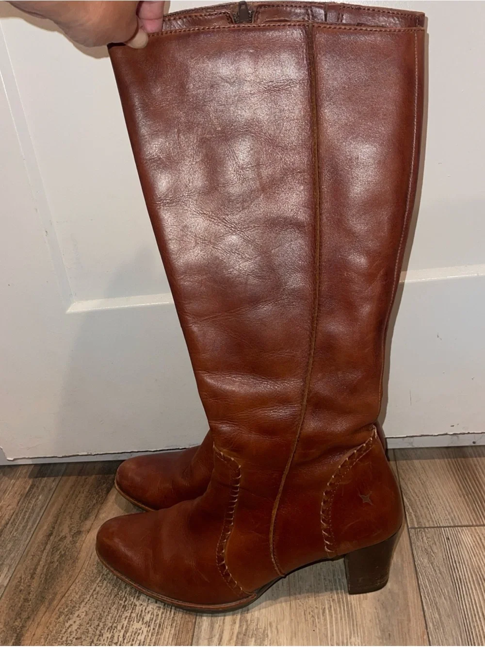 Pikolinos Women's Knee High Tall Cognac Brown Leather Zip Boots  EU 41 US 10.5-1